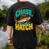 Chase the Hatch Brown Trout Fly Fishing T-Shirt | Back Print