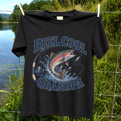 Reel Cool Grandpa Trout Fishing Graphic T-Shirt