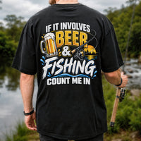 Beer and Fishing Funny Angler Graphic T-Shirt | Back Print