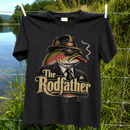 The Rodfather Rainbow Trout Gangster Funny Fishing T-Shirt