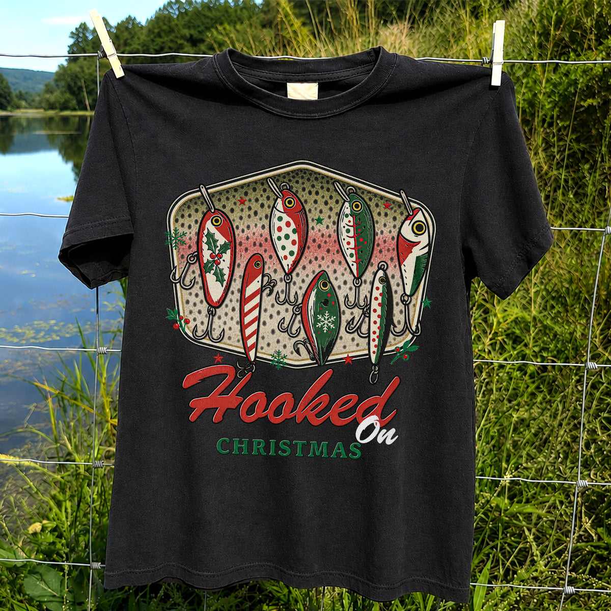 Christmas Fishing Lures Graphic T-Shirt