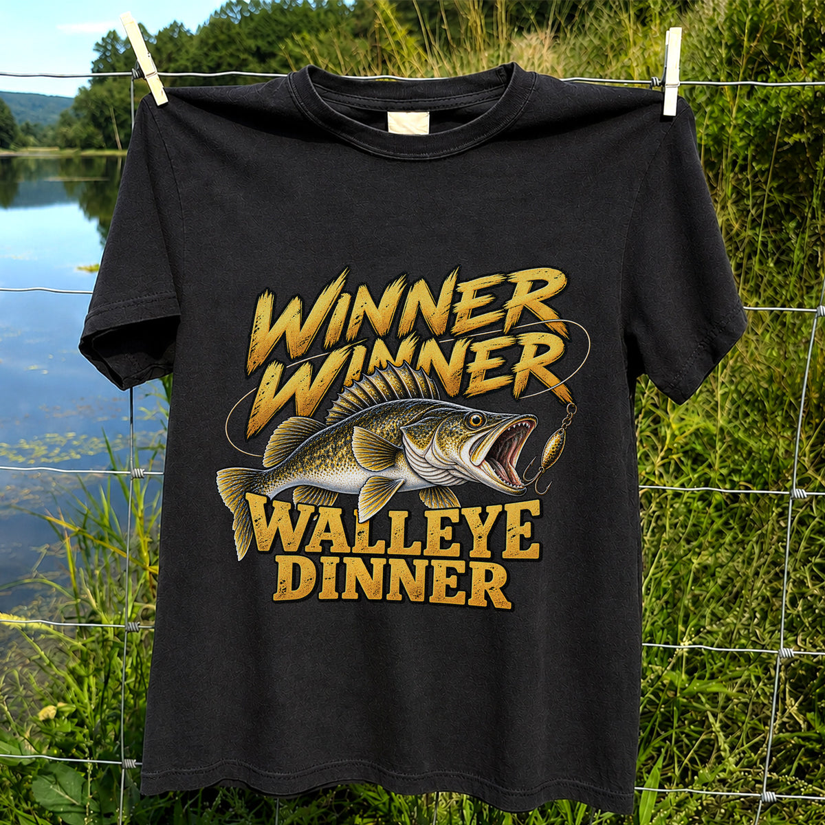 Winner Winner Walleye Dinner Funny Fishing Graphic T-Shirt