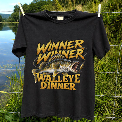 Winner Winner Walleye Dinner Funny Fishing Graphic T-Shirt