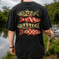 Christmas Trout Holiday Pattern Fishing Graphic T-Shirt | Back Print