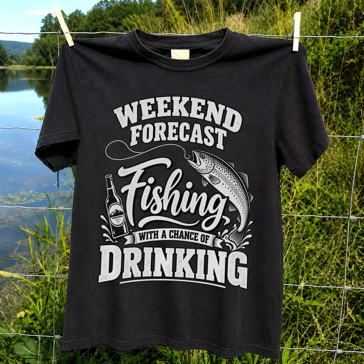 Weekend Forecast Fishing With a Chance of Drinking Trout T-Shirt