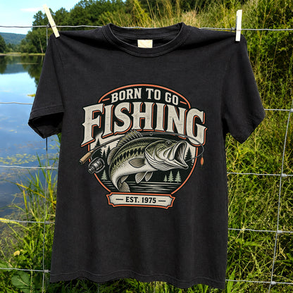 Born to Go Fishing Est. 1975 Vintage Bass Graphic T-Shirt