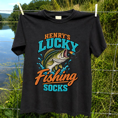 Henry's Lucky Fishing Socks Jumping Bass Graphic T-Shirt