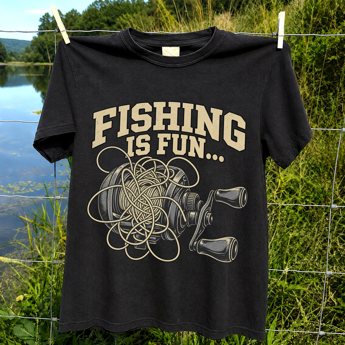Fishing Is Fun Tangled Baitcasting Reel Funny Fishing T-Shirt