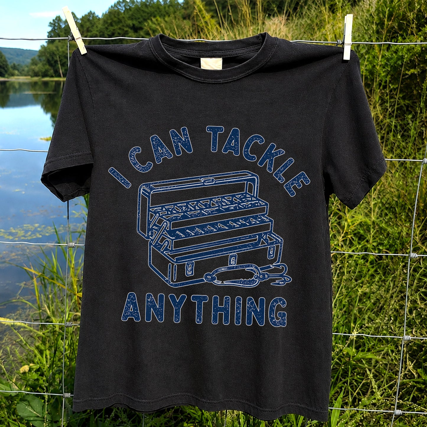 I Can Tackle Anything Tackle Box Funny Fishing T-Shirt
