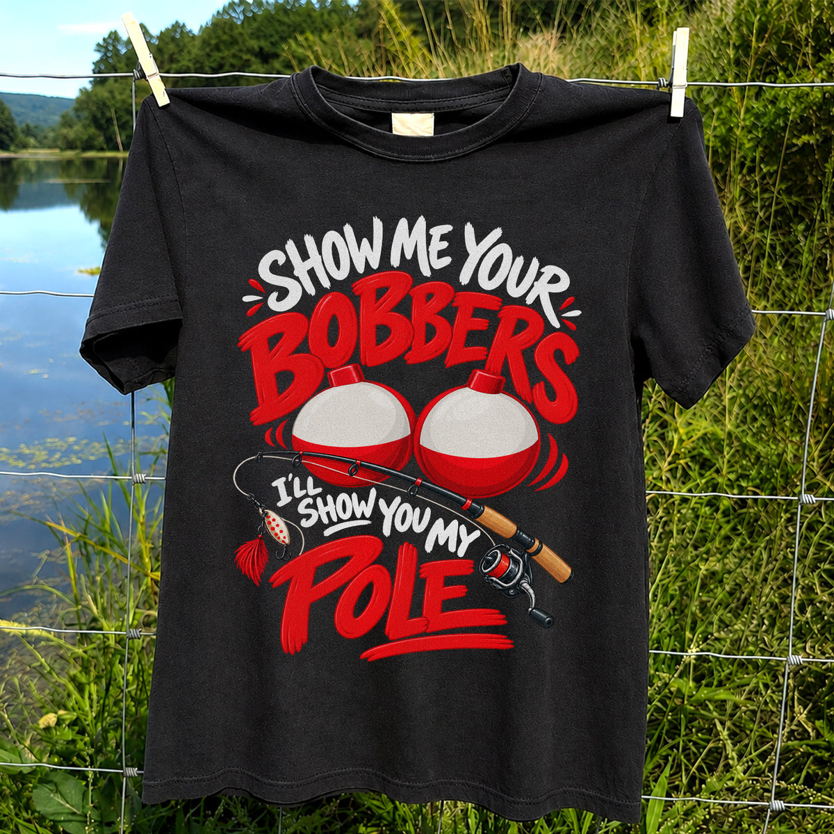 Show Me Your Bobbers I'll Show You My Pole Funny Fishing T-Shirt
