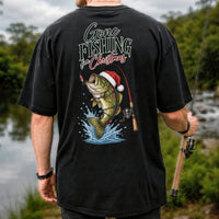 Gone Fishing for Christmas Bass Fishing Graphic T-Shirt | Back Print