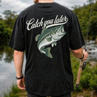 Catch You Later Largemouth Bass Funny Fishing Graphic T-Shirt | Back Print