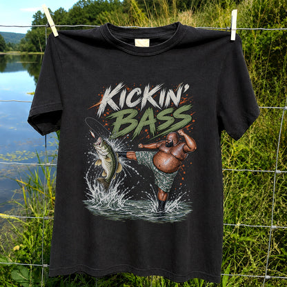 Kickin' Bass Funny Bass Fishing Graphic T-Shirt