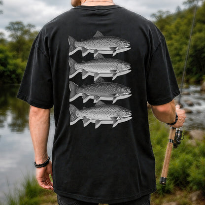 Vintage Trout Collection Freshwater Fishing Graphic T-Shirt | Back Print