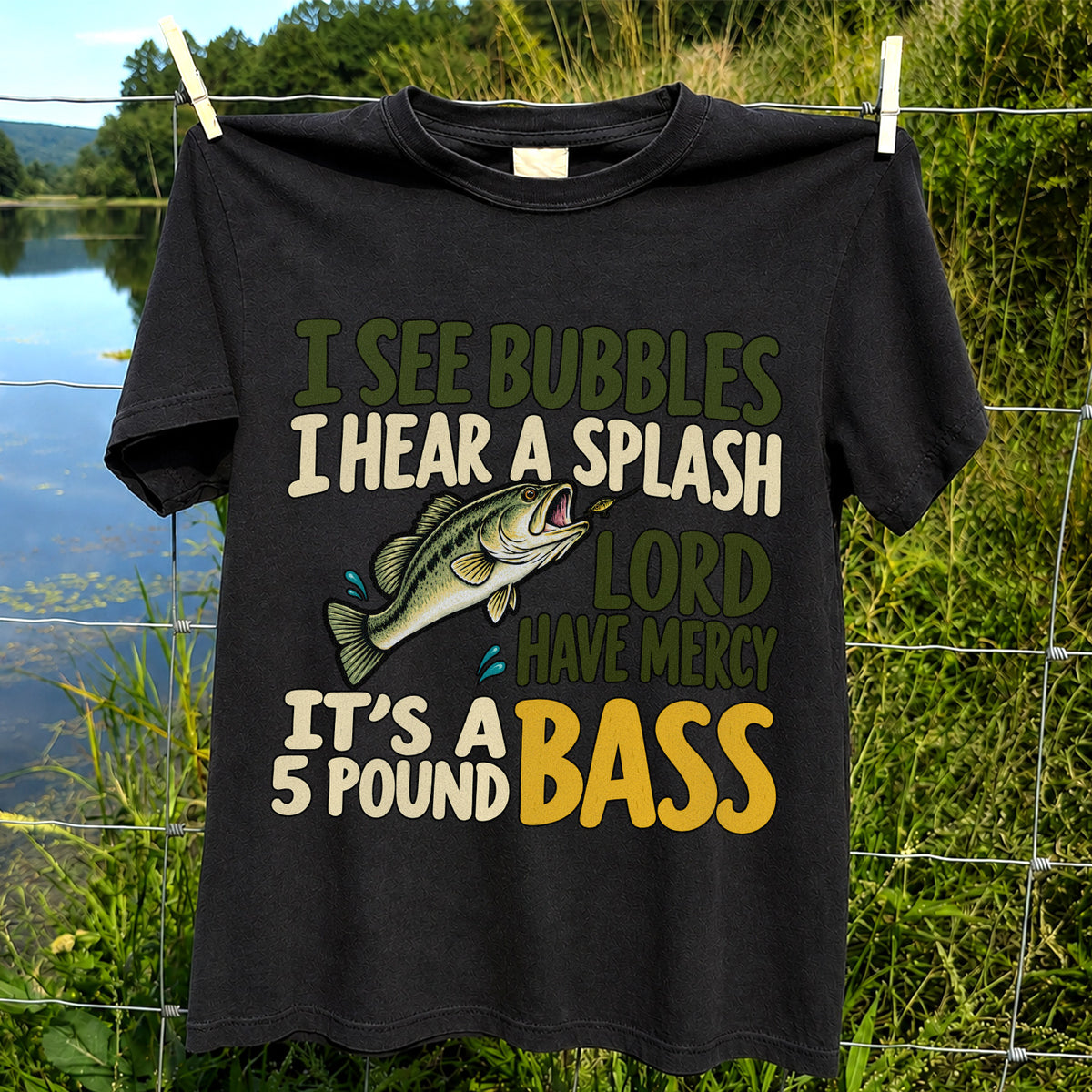 Five Pound Bass Fishing Humor Graphic T-Shirt