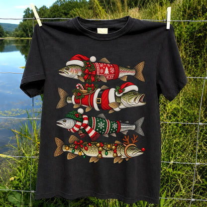 Christmas Fish Collection Festive Fishing Graphic T-Shirt