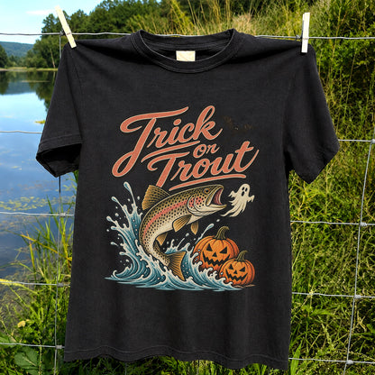 Trick or Trout Halloween Trout Fishing Graphic T-Shirt