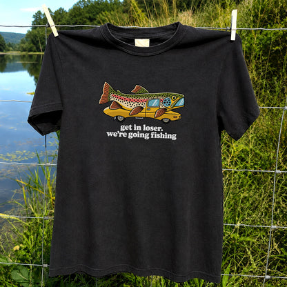 Get In Loser We're Going Fishing Rainbow Trout Camper T-Shirt