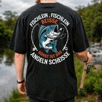 Fischlein Fischlein Beisse Funny Fishing Graphic T-Shirt | Back Print