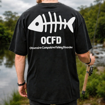 Funny Fish Skeleton Fishing Graphic T-Shirt | Back Print