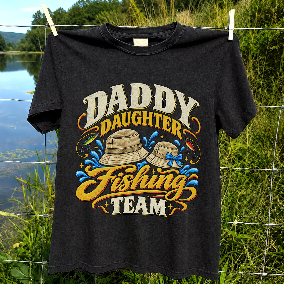 Dad Daughter Fishing Team Family Fishing Graphic T-Shirt