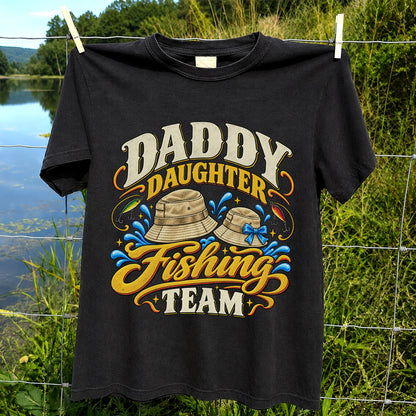 Dad Daughter Fishing Team Family Fishing Graphic T-Shirt