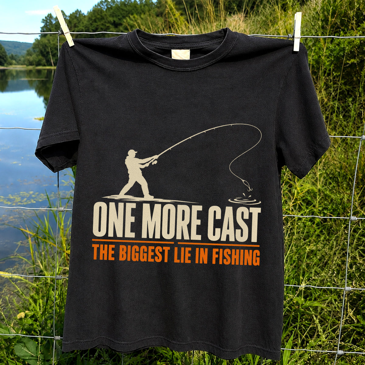 Fishing Angler Silhouette Graphic T-Shirt