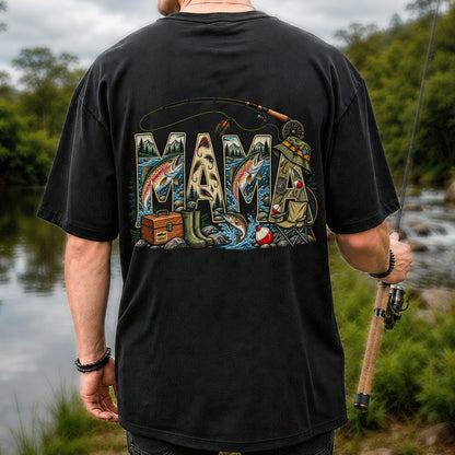 Mama Rainbow Trout Fly Fishing Vintage Graphic T-Shirt | Back Print