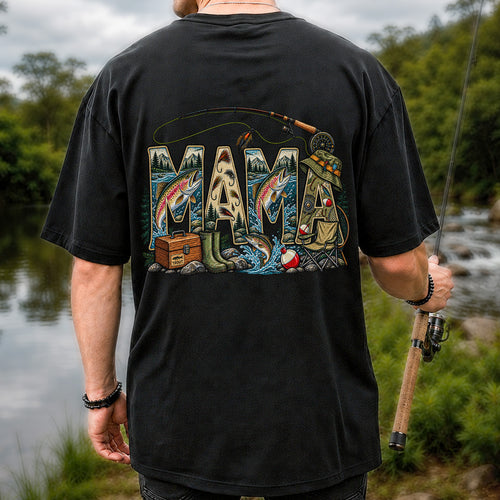 Mama Rainbow Trout Fly Fishing Vintage Graphic T-Shirt | Back Print