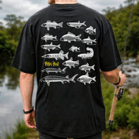 German Freshwater Fish Species Chart Fishing Graphic T-Shirt | Back Print
