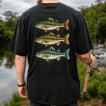 Three Bass Fishing Graphic T-Shirt | Back Print