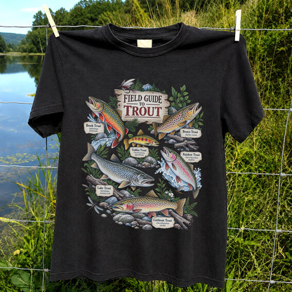 Field Guide to Trout Vintage Freshwater Fishing Graphic T-Shirt