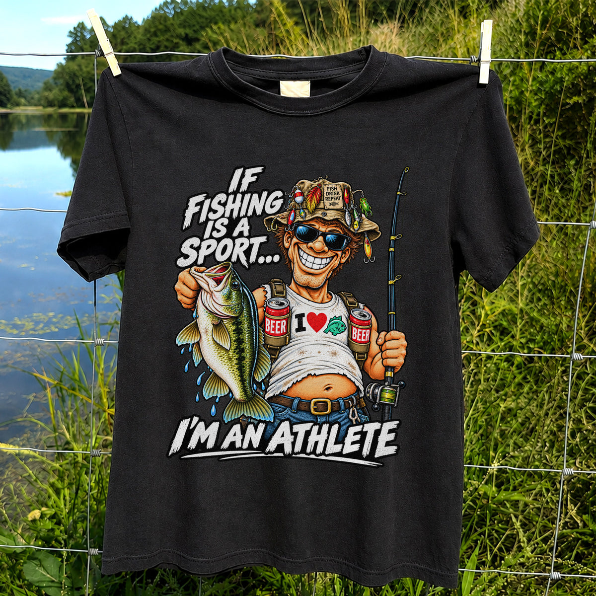 If Fishing Is a Sport I'm an Athlete Funny Bass Angler T-Shirt