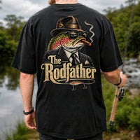 The Rodfather Rainbow Trout Gangster Funny Fishing T-Shirt | Back Print