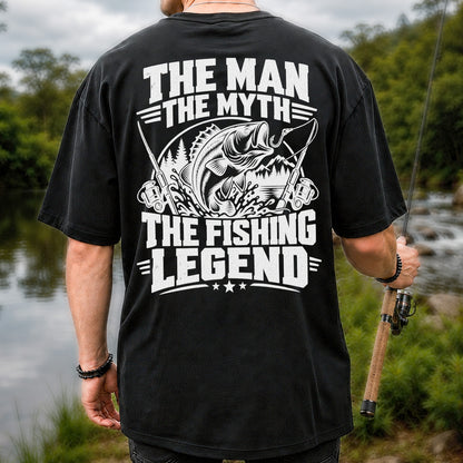 The Man The Myth The Fishing Legend Bass Graphic T-Shirt | Back Print