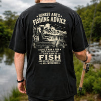 Honest Abe's Fishing Advice Funny Lincoln in a Boat T-Shirt | Back Print