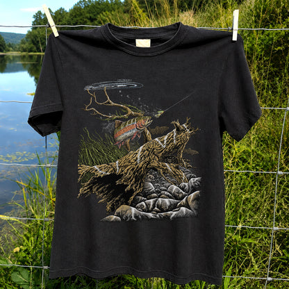 Trout Fishing T-Shirt  Fly Fishing River Tee