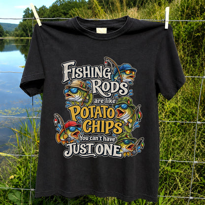 Fishing Rods Are Like Potato Chips You Can't Have Just One Funny Bass T-Shirt