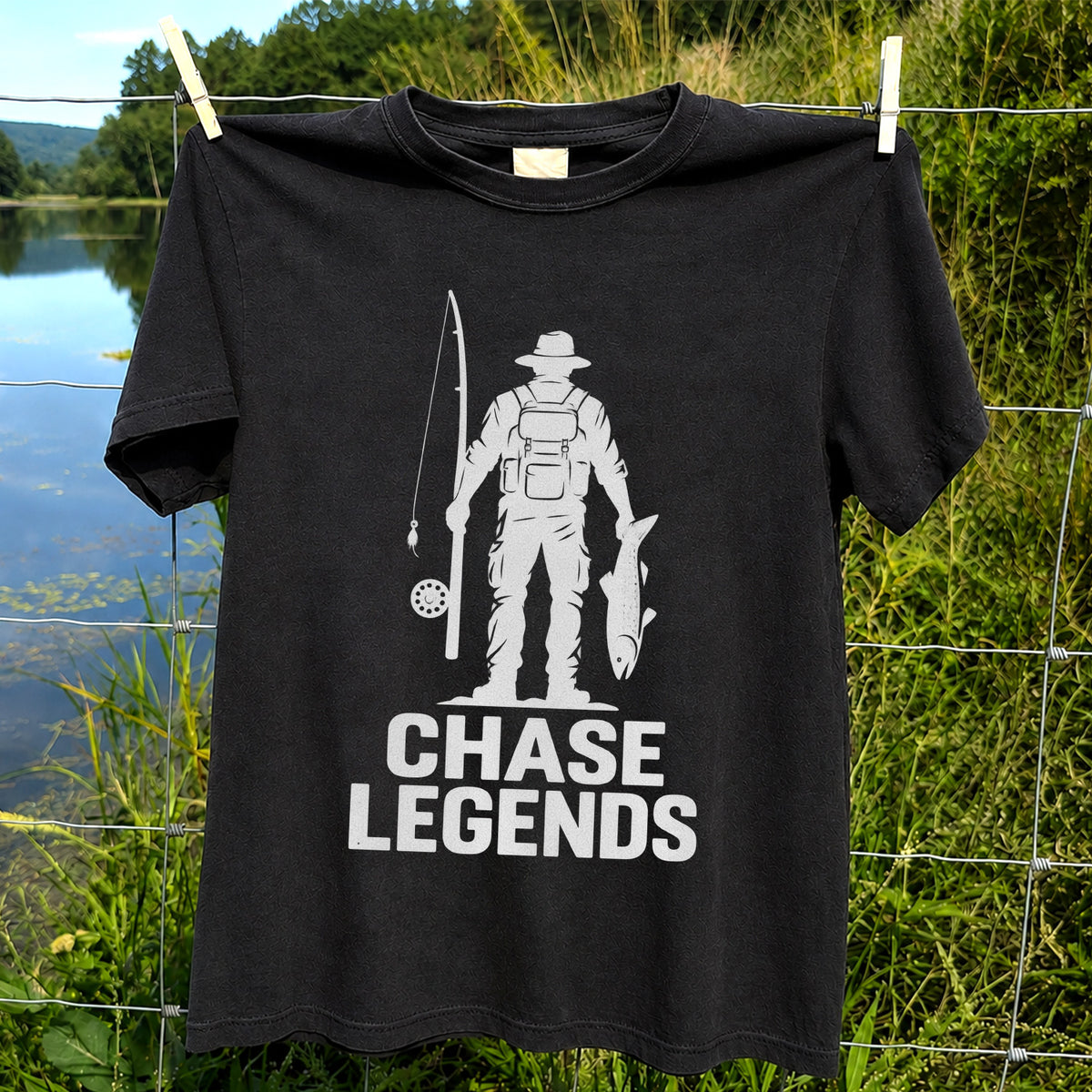 Chase Legends Fly Fishing Angler Silhouette Graphic T-Shirt