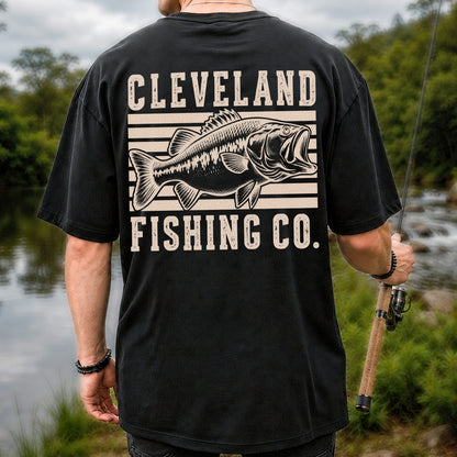 Cleveland Fishing Co Bass Fishing Graphic T-Shirt | Back Print