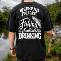 Weekend Forecast Fishing With a Chance of Drinking Trout T-Shirt | Back Print