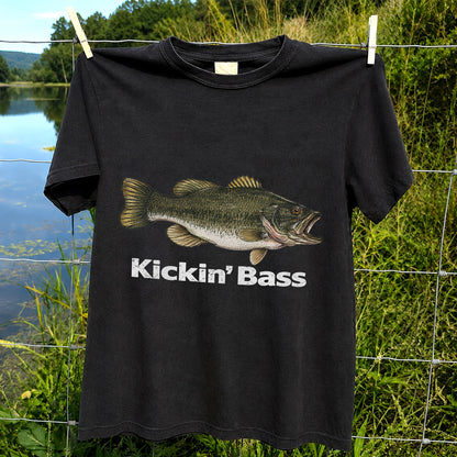 Kickin' Bass Largemouth Bass Funny Fishing Graphic T-Shirt