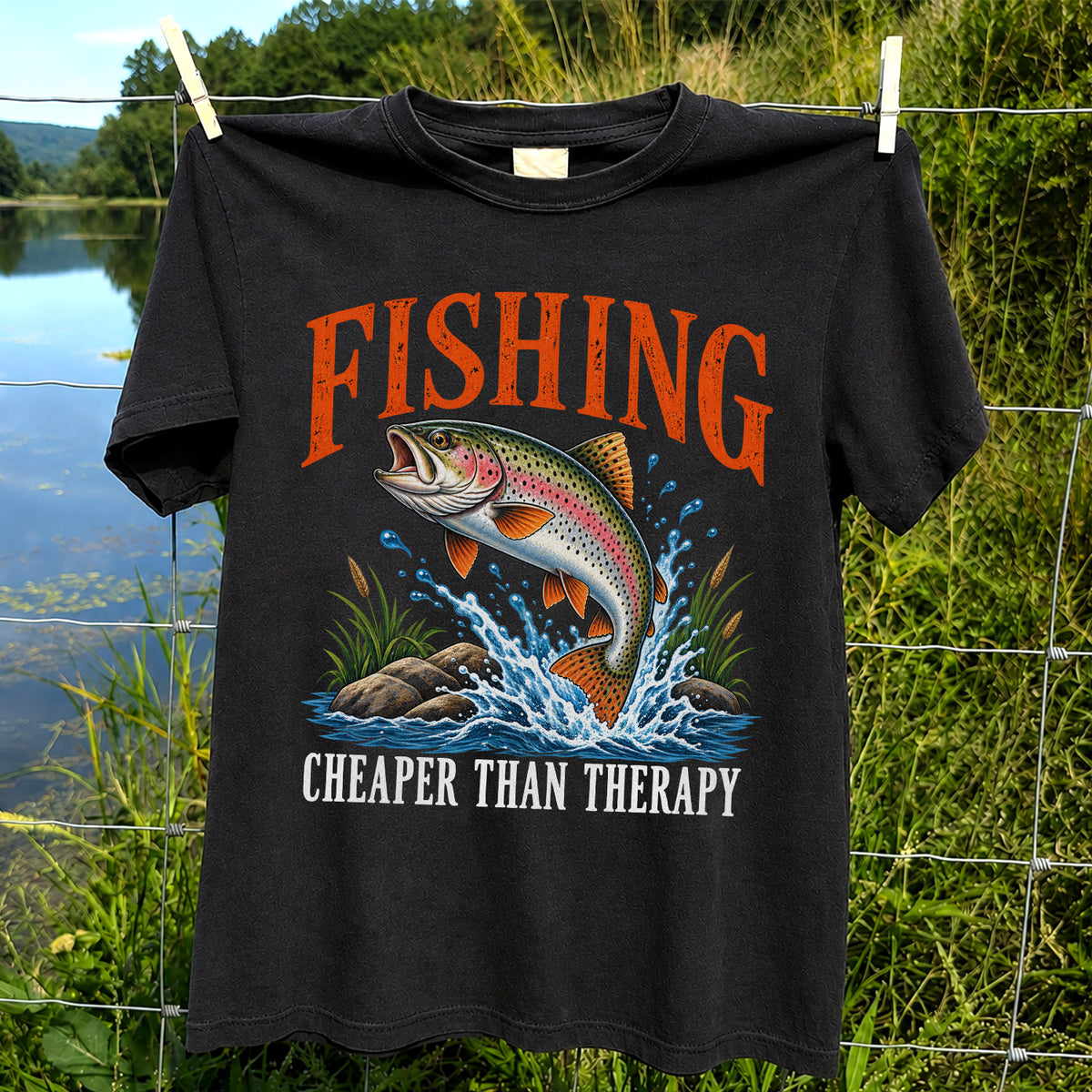 Fishing Cheaper Than Therapy Rainbow Trout Funny T-Shirt