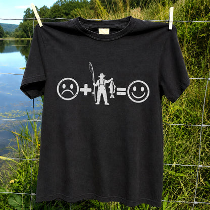 Fishing Turns Sad Face Into Happy Face Graphic T-Shirt