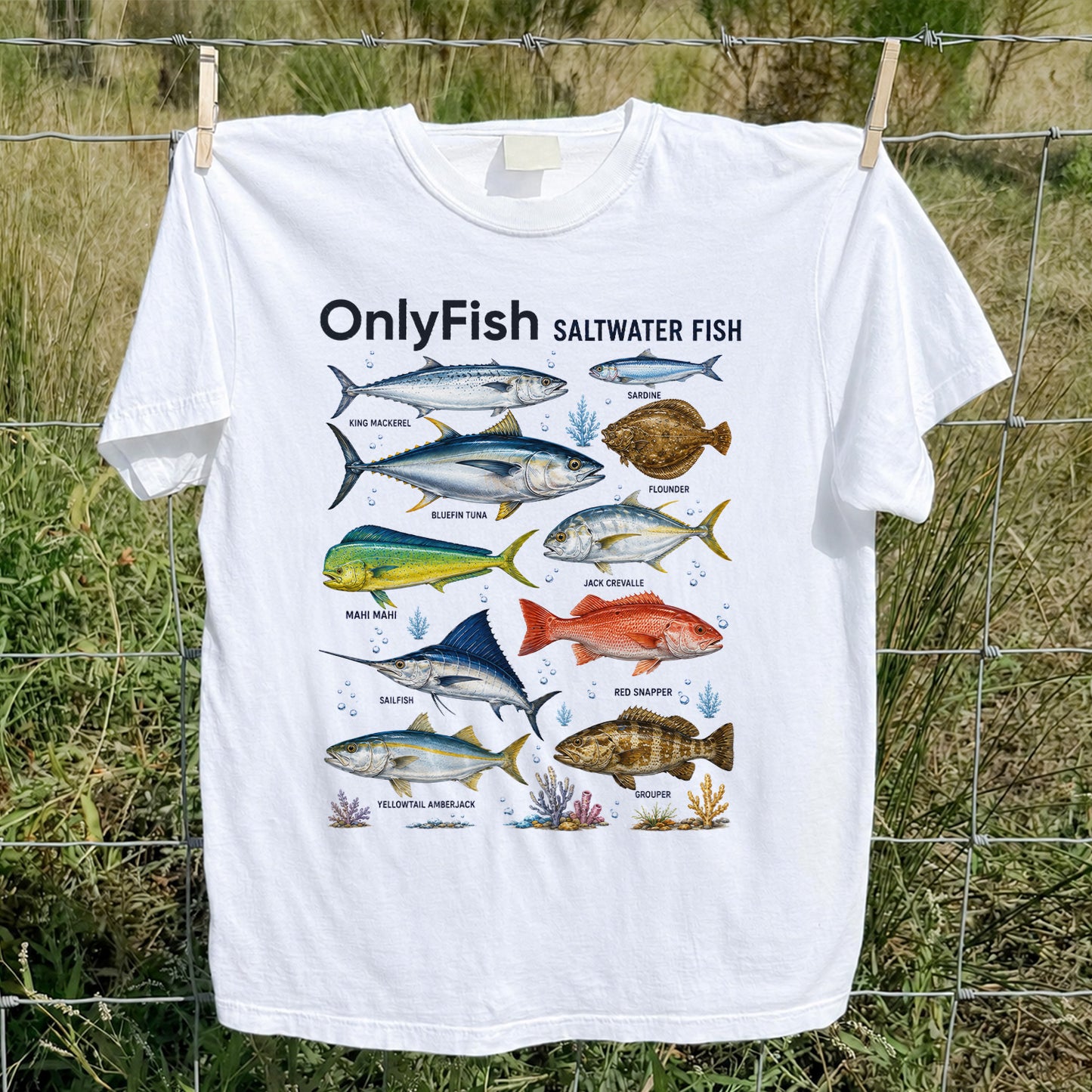 OnlyFish Saltwater Fish Identification T-Shirt