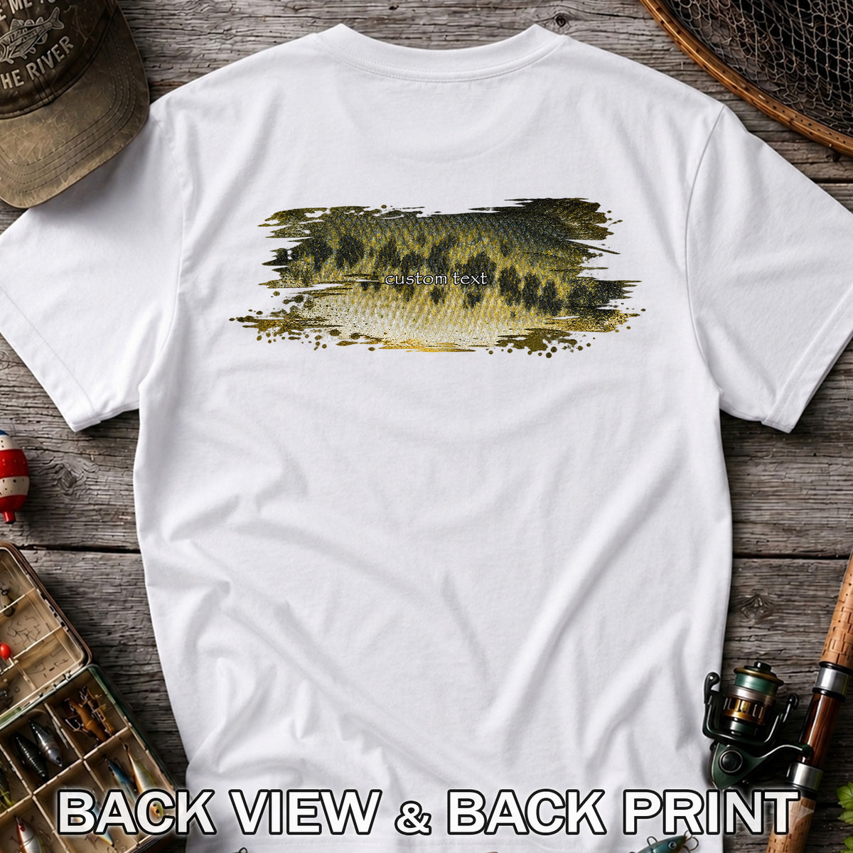 Custom Text Bass Fishing Graphic T-Shirt | Back Print