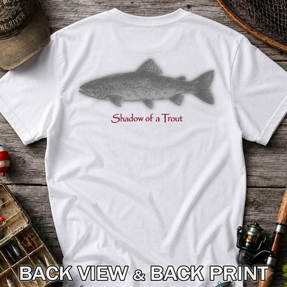 Shadow of a Trout Minimalist Trout Fishing Graphic T-Shirt | Back Print
