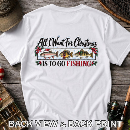 Christmas Freshwater Fish Fishing Graphic T-Shirt | Back Print