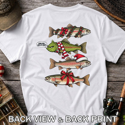 Christmas Trout Fishing Holiday Graphic T-Shirt | Back Print
