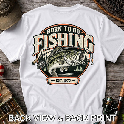 Born to Go Fishing Est. 1975 Vintage Bass Graphic T-Shirt | Back Print